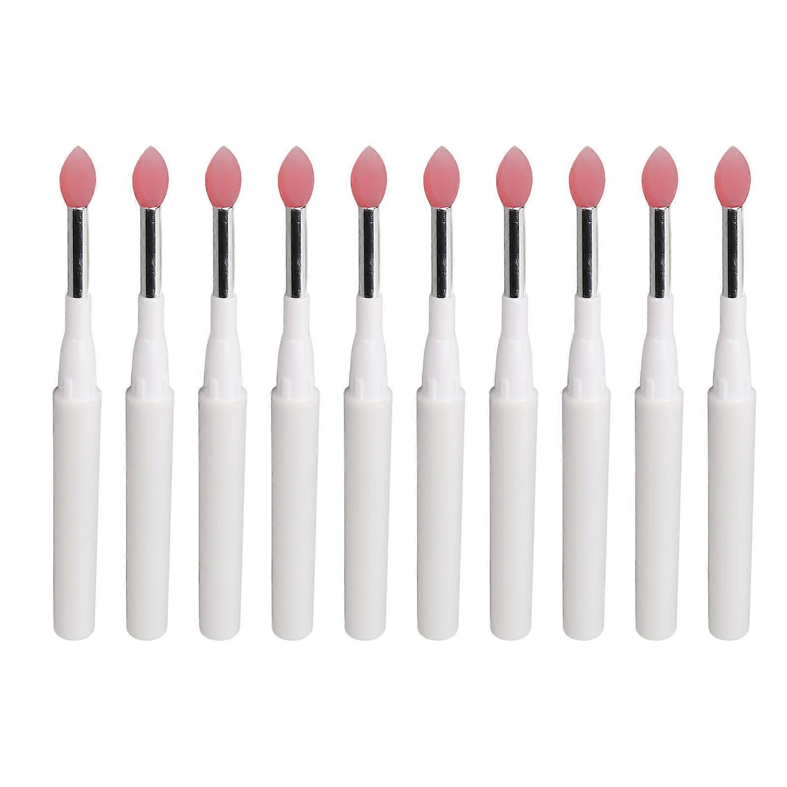 10pcs Silicone Lip Brush Soft Reusable Dustproof Portable Multipurpose Lipstick Eyebrow Applicator Brushes With Lid