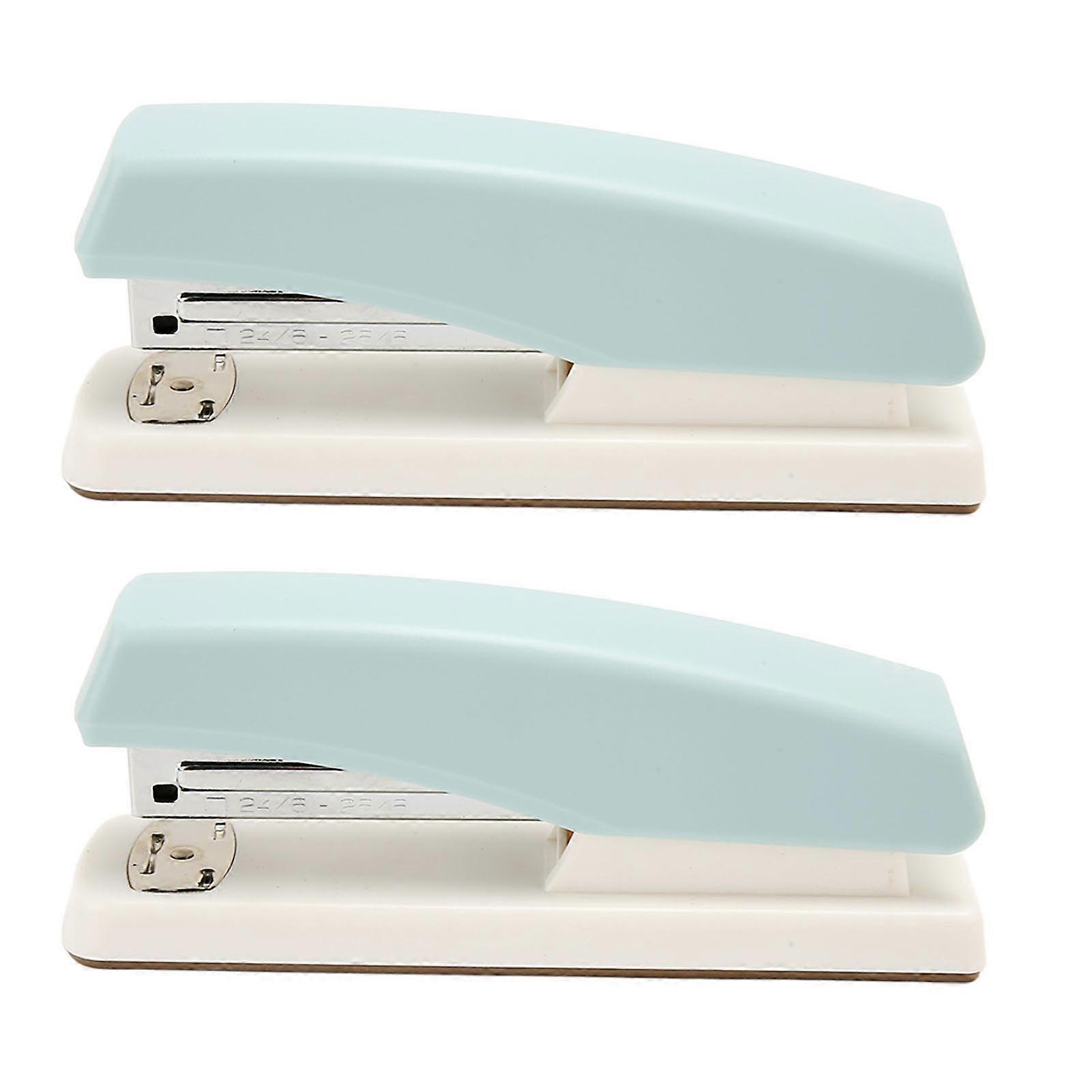 2PCS Office Stapler Prevent Slip Portable Stable Durable Ergonomic School Stapler for Students Blue
