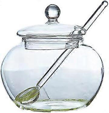 Glass Sugar Cookie Bowl with Lid Spoon Transparent Home