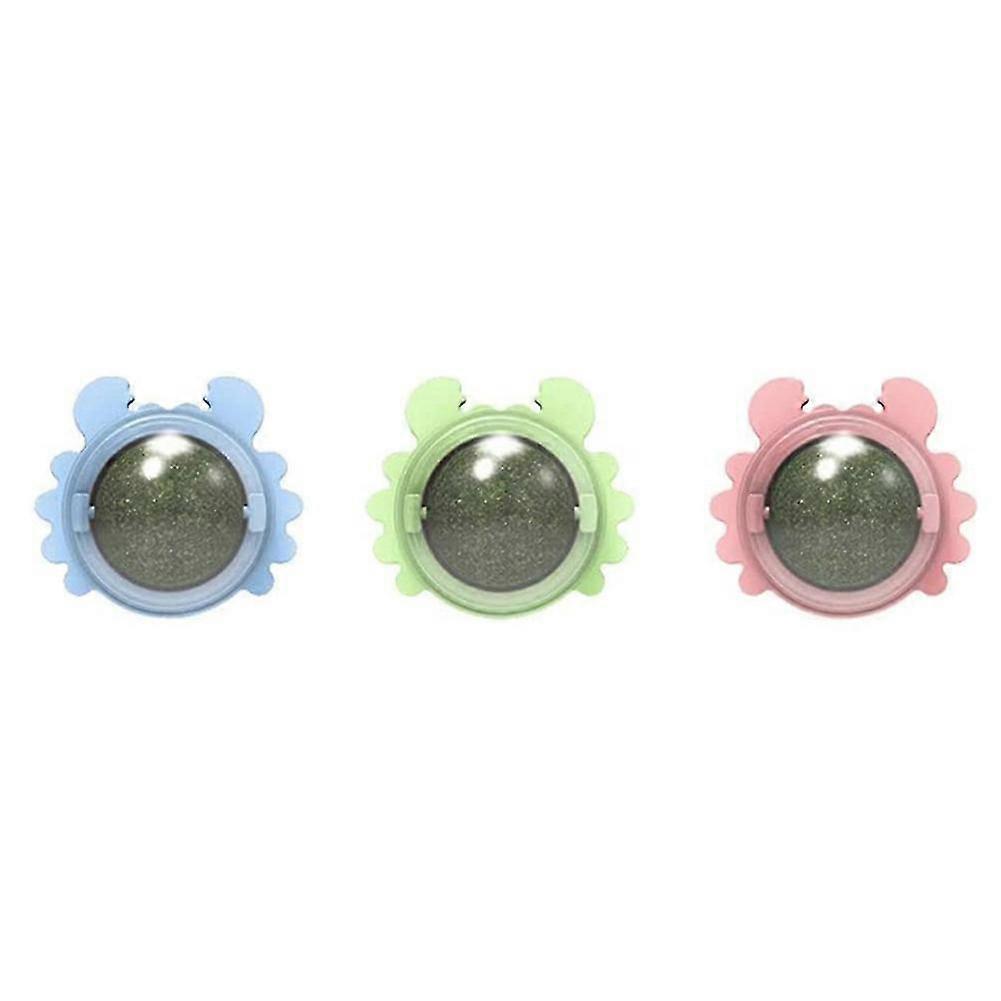 3PCS Catnip Wall Ball Cat Toys Edible Cat Licking Toy Cat Chew Toy Teeth Cleaning Cat Bite Toy Rota