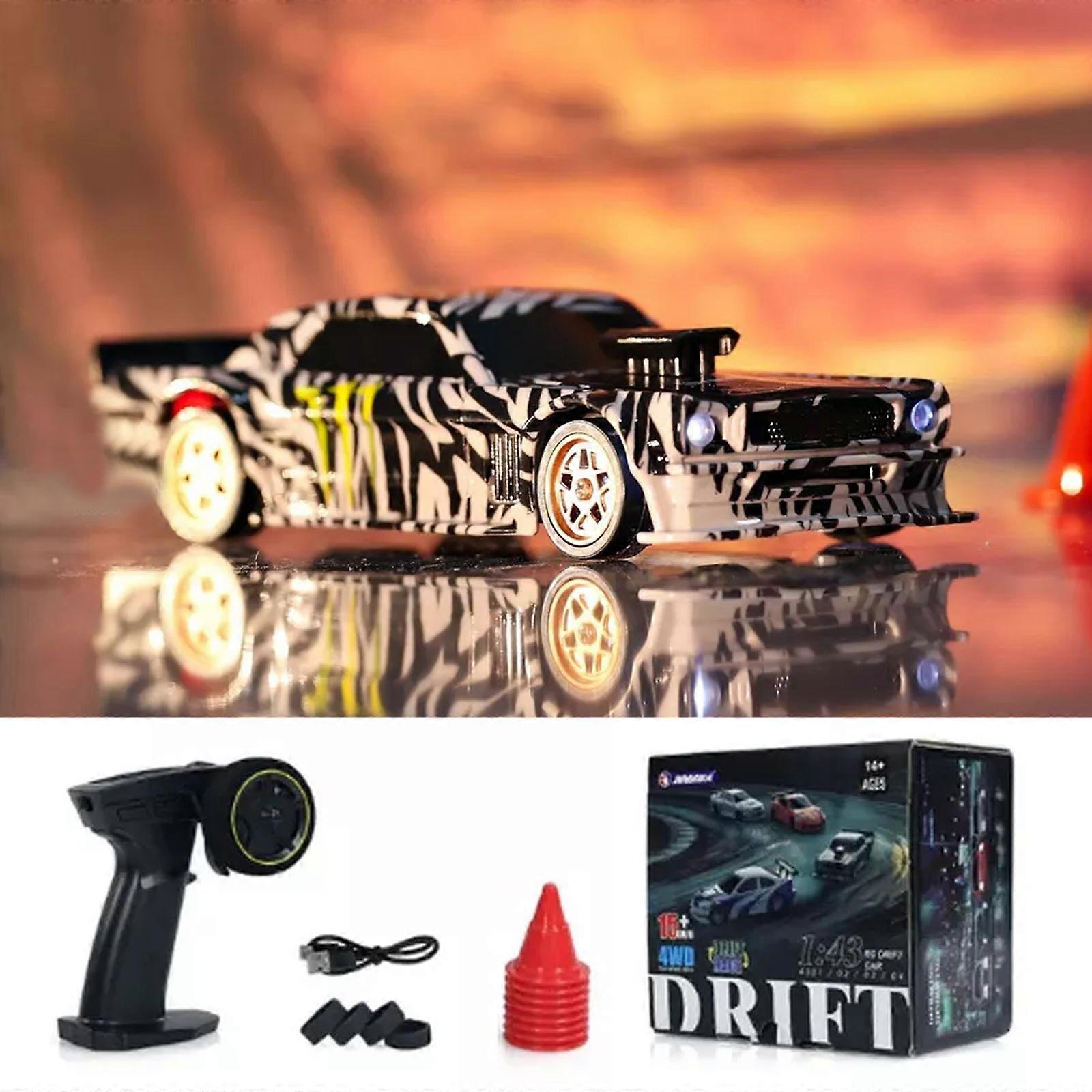 ToucanRC Hobby 1:43 Scale 4WD Remote Control Drift Race Car – Ready To Run With Traffic Cones