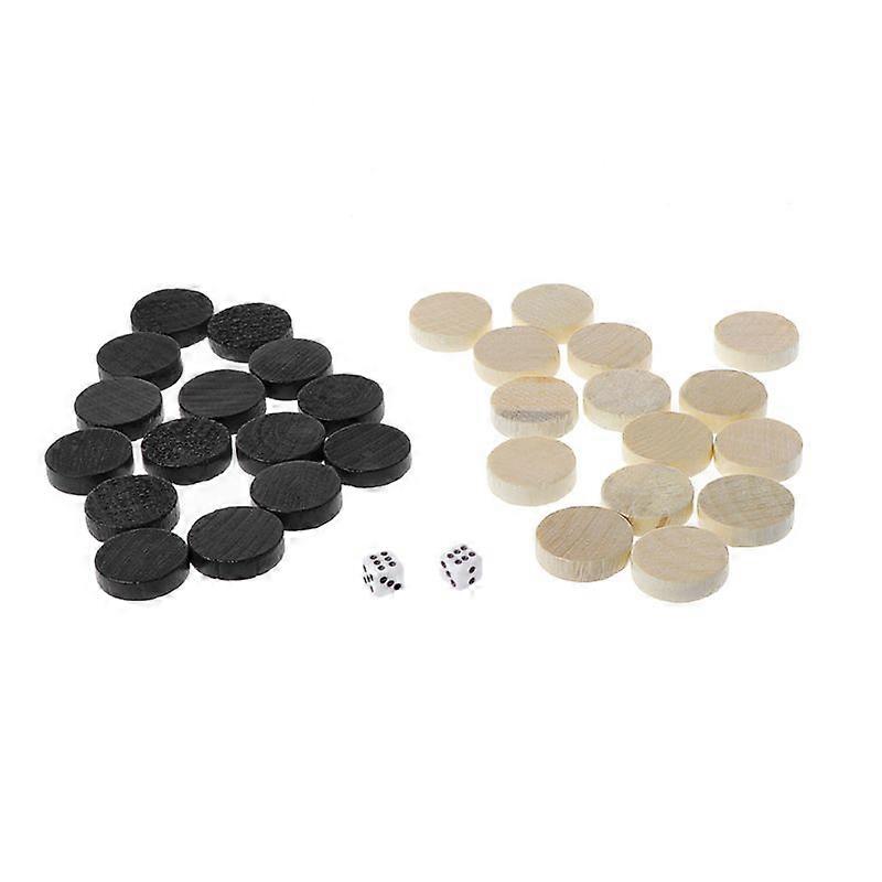 30pcs Wooden Draughts Backgammon Chess Pieces for Draughts & Checkers
