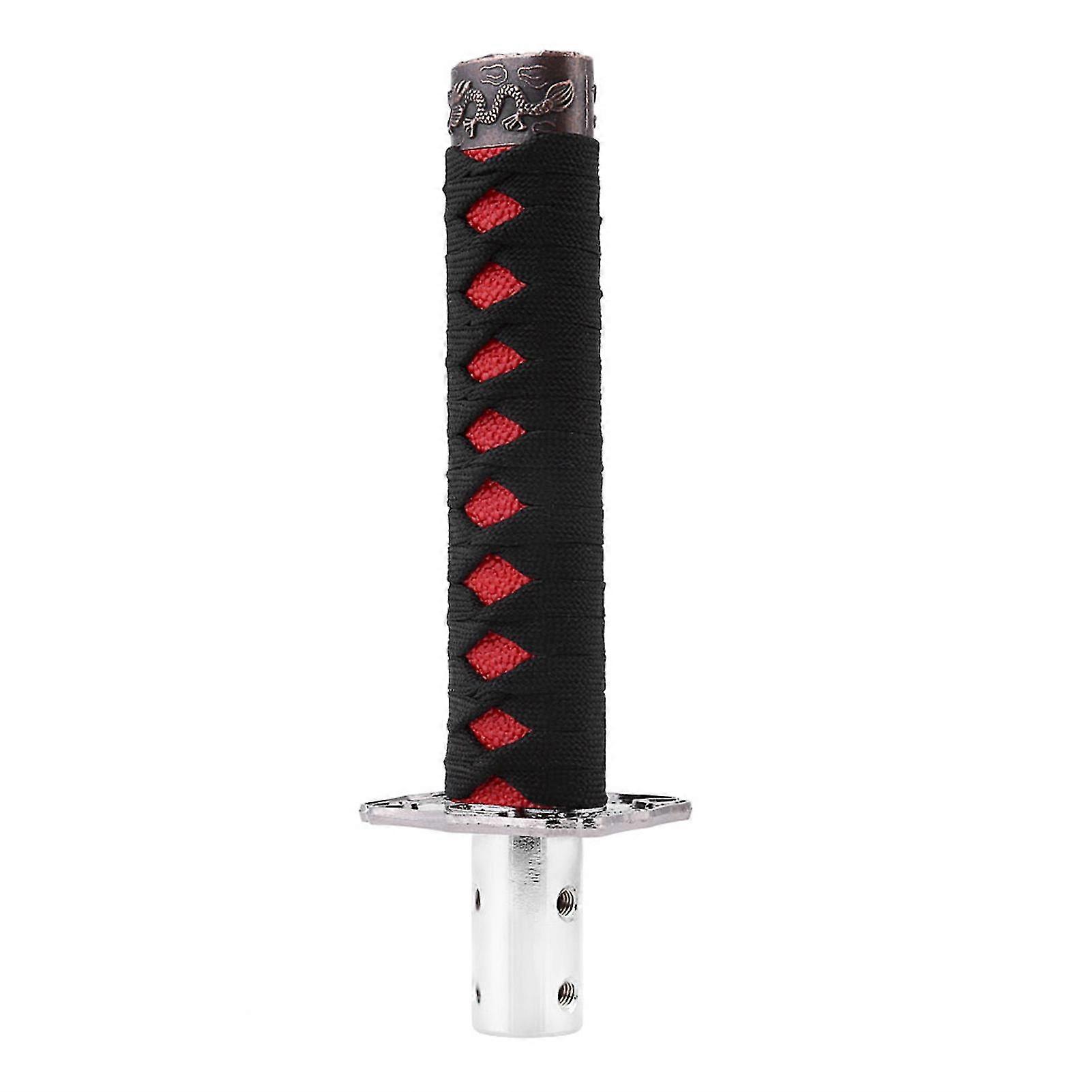 Japanese Sword Gear Shift Lever Knob with 4 Adapters in Black and Red