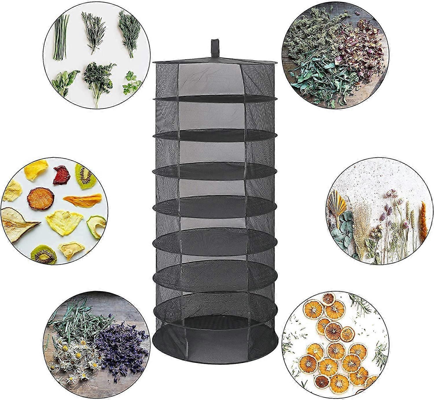 Drying Net, 6-Layer Foldable Hydroponic Drying Rack, Dry Net Herbal Dryer, Gift Storage Bag, Black