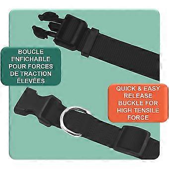 Dog Collar, Adjustable, Nylon, For Small And Large Dogs, Puppies And Cats, Available In Several Colors And Sizes, Black, M, Adjustable From 28 To 48cm