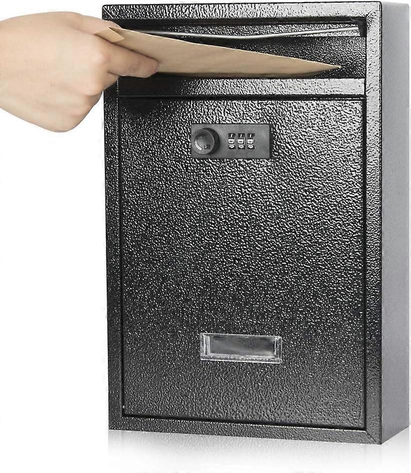 Kyodoled Locking Wall Mount MailboxMail Boxes Outdoor with Combination LockSecurity Key Drop Box12.59Hx 8.46Lx 3.35W InchesWhite Large