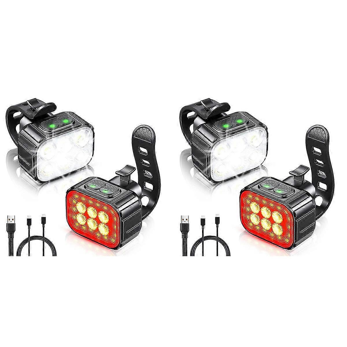 2X sykkellys sett superlys, sykkel USB oppladbart LED-lys, sykkellys for nattsykling, sykkel fro-yujia
