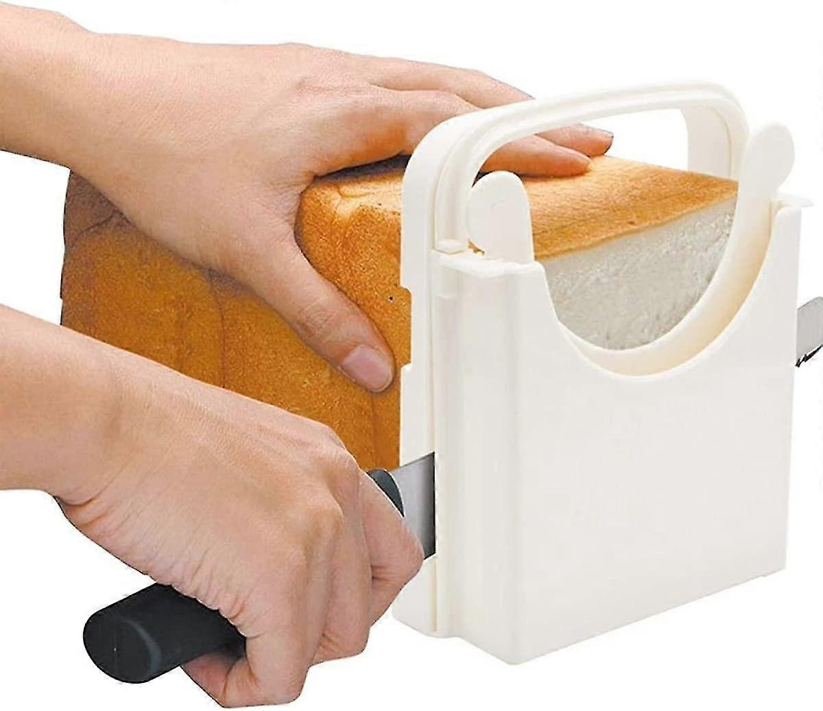 Bread Slicer Foldable Toast Slicer Tool Adjustable Toast Bread Slicer Plastic Bread Cutting Guide Tool Homemade Bread Kitchen Baking Tool