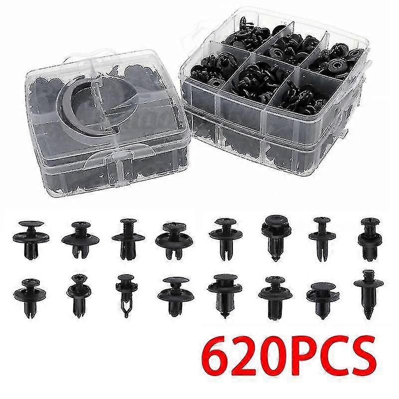 620pcs Car Push Pin Rivet Trim Clips Plastic Panel Fasteners Interior Fixing Tools