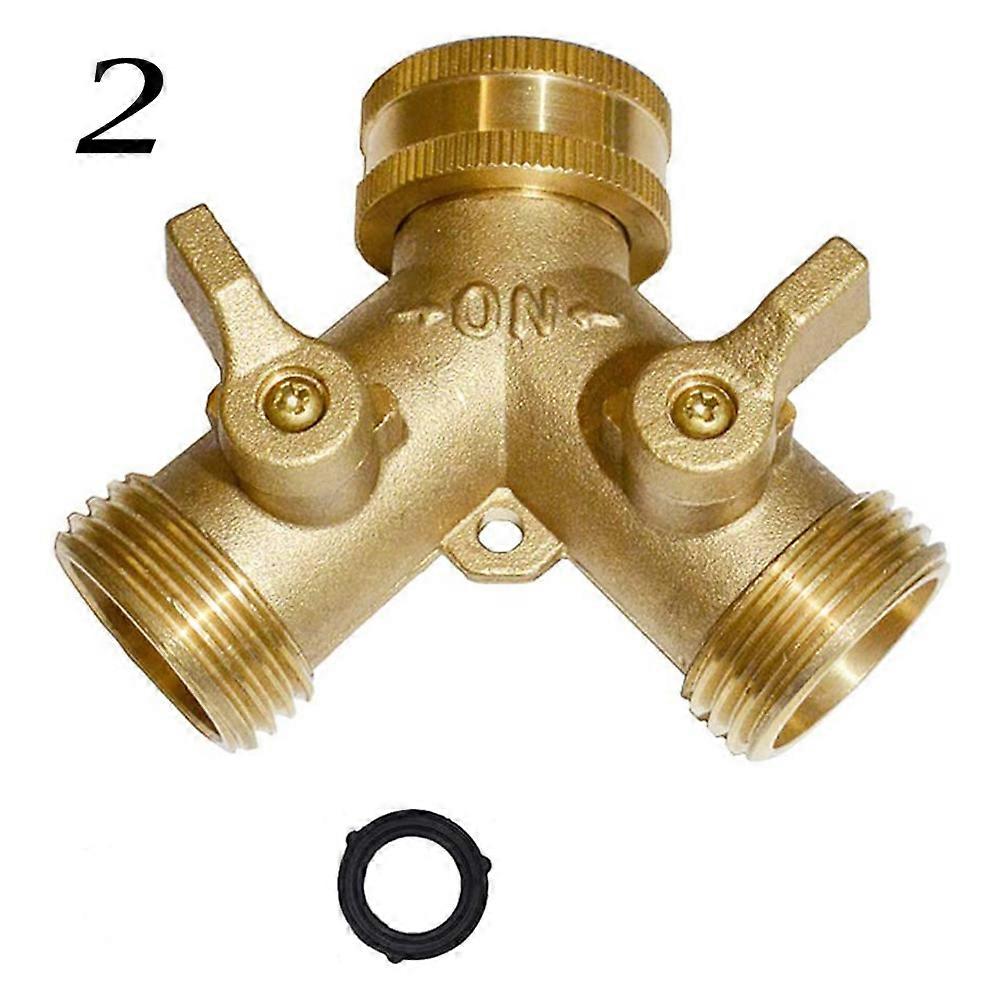 Garden Hose Y Valve Connectors Brass Hose Splitter with Solid Brass Handle Brass Y Valve Water