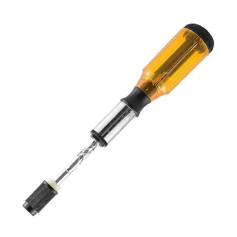 Push-type Screwdriver With Wooden Handle (yellow)hand-pressed Screwdriver Forward And Reverse Press-type Ratchet Semi-automatic Screwdriver Quic