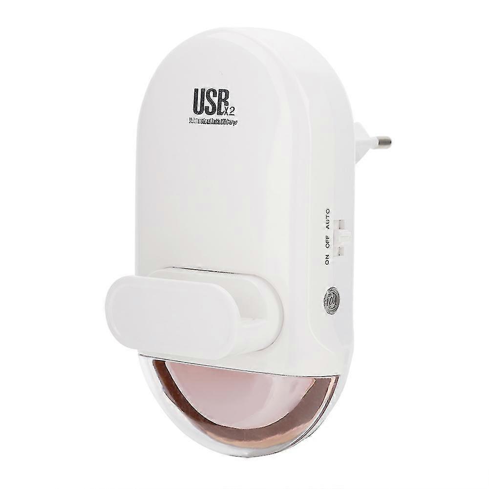 Smart Led Night Light Sensor Wall Dual Usb Charger For Bedside 100-250v(rose Gold Eu Plug)