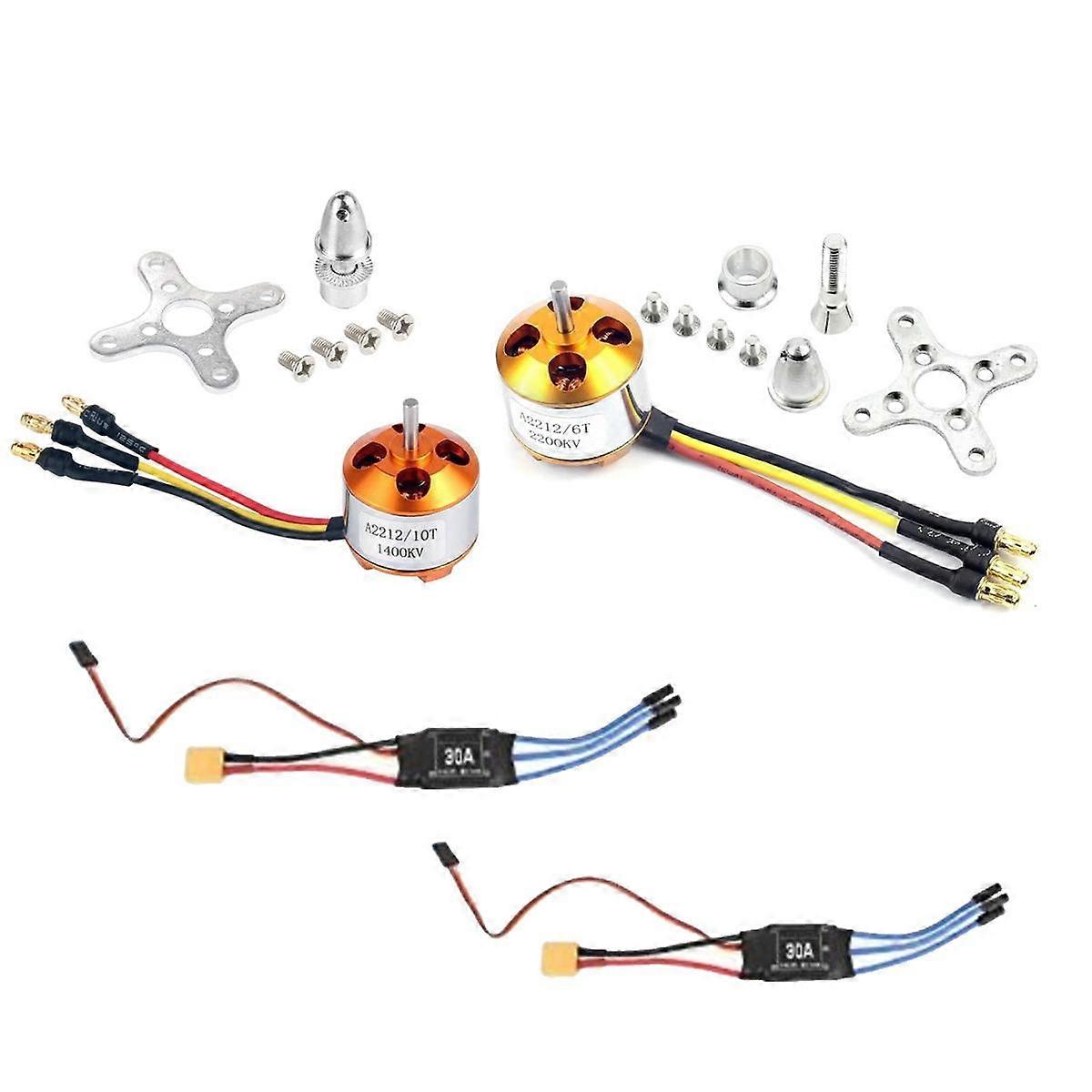 2Pack 2212 1400Kv/2200Kv Brushless Outrunner Motor with Mount 10T/6T+30A XT60 ESC for Rc Aircraft Q