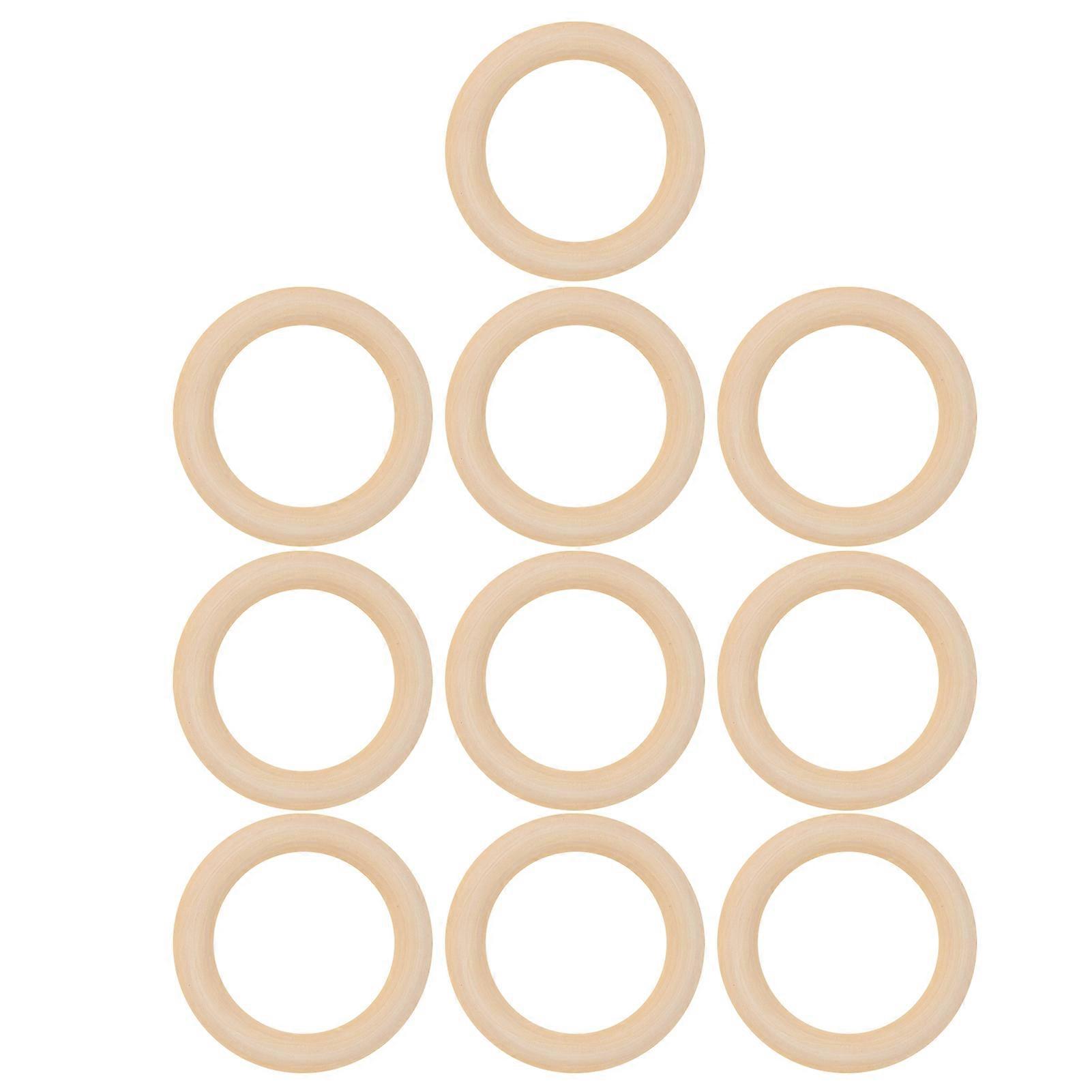 10pcs Baby Natural Teething Ring Unfinished Wood Circles for Craft Pendant ConnectorsWood Color 65mm / 2.6in