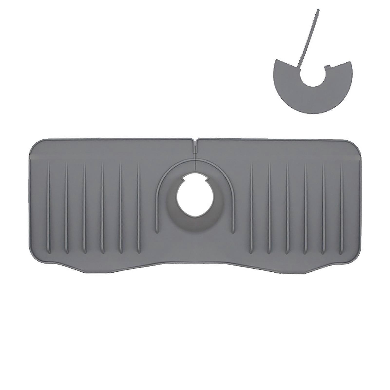1 Set Drain Pad with Hole 10 Degree Incline Buckle Fix Design Silicone Kitchen Faucet Absorbent Collection Mat Bar KAESI