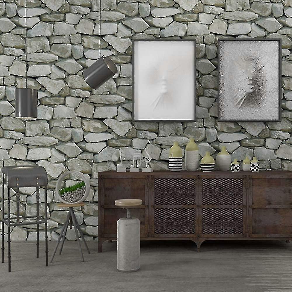 PVC retrò 3d carta da parati pietra moda retrò vintage nostalgico carta da parati 53 cm (W) * 9.5 m (L) 3d carta da parati ristorante, ciano