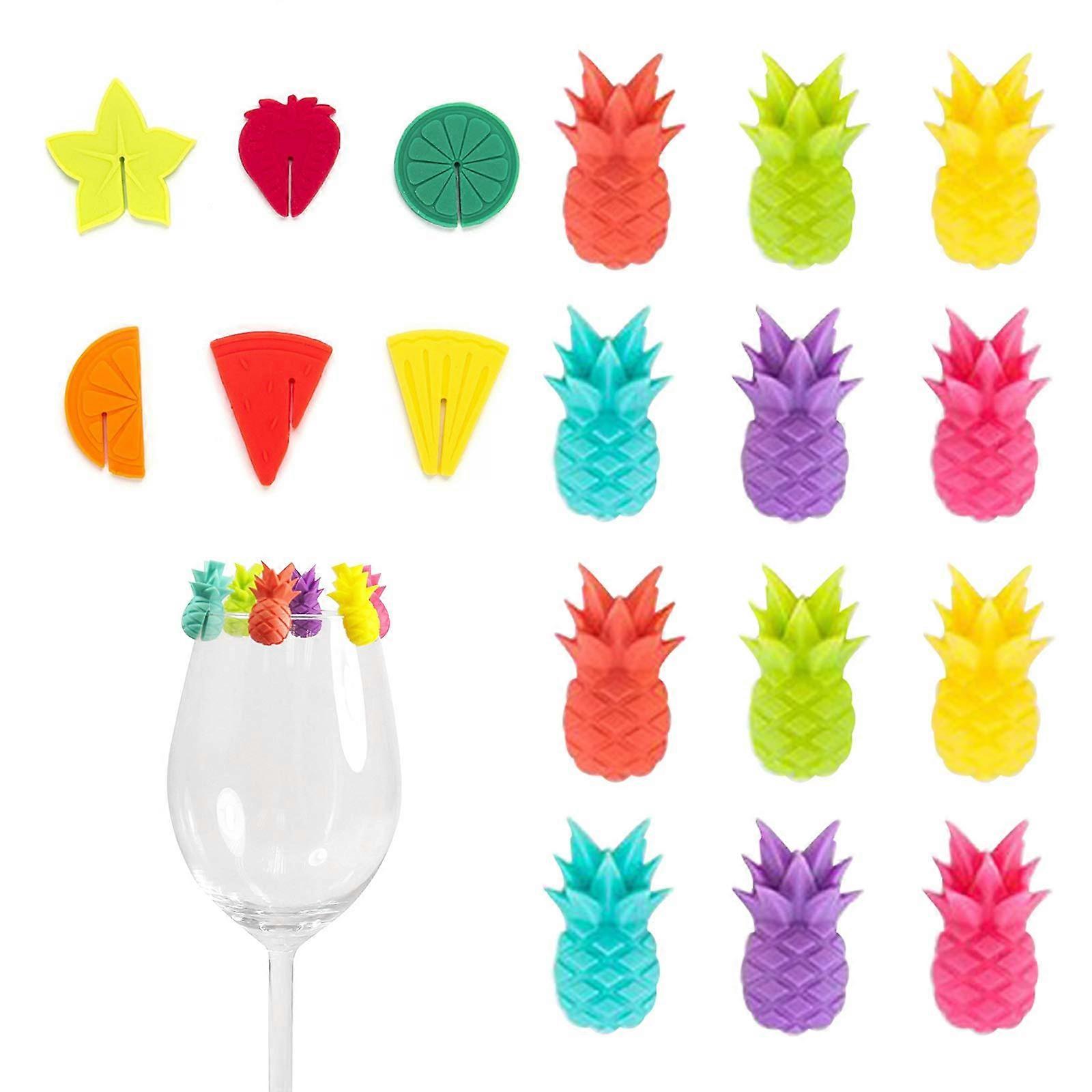 Getränkemarker, Weinglasmarker, 18 Stück Weinglas-Anhänger, wiederverwendbare Weinglas-Marker aus hitzebeständigem Silikon