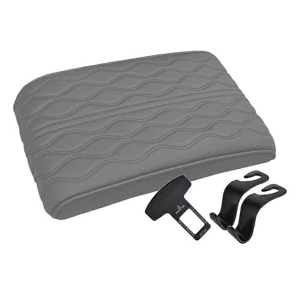 Wave Embroider PU Leather Car Armrest Box Pad Cushion Auto Center Console Arm Rest Seat Box Heightening Soft Pad Hand Support
