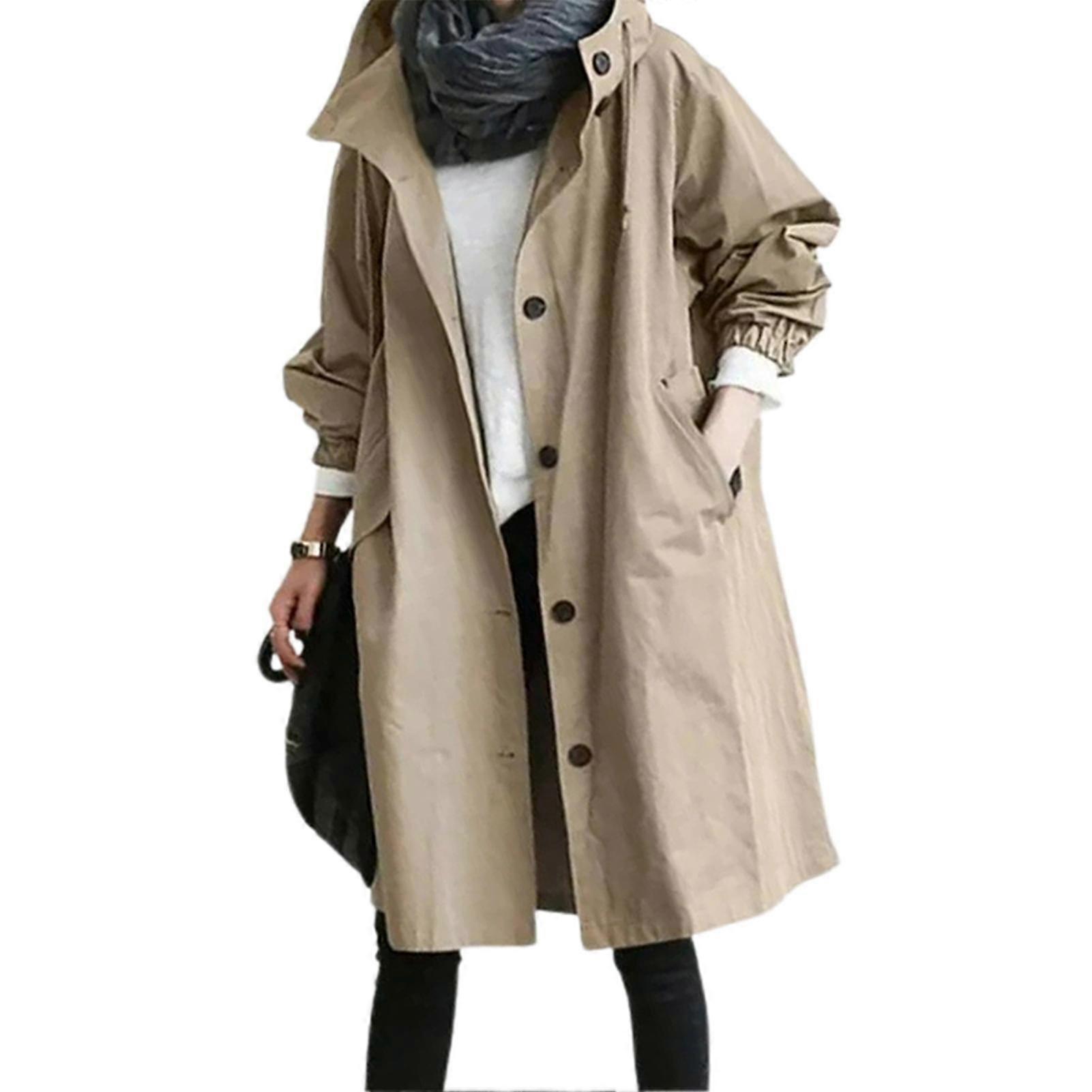 Femmes Coupe-vent Veste Décontractée Loose Button Pockets Capuchon Coupe-Vent Imperméable à l’eau pour la randonnée en plein air H