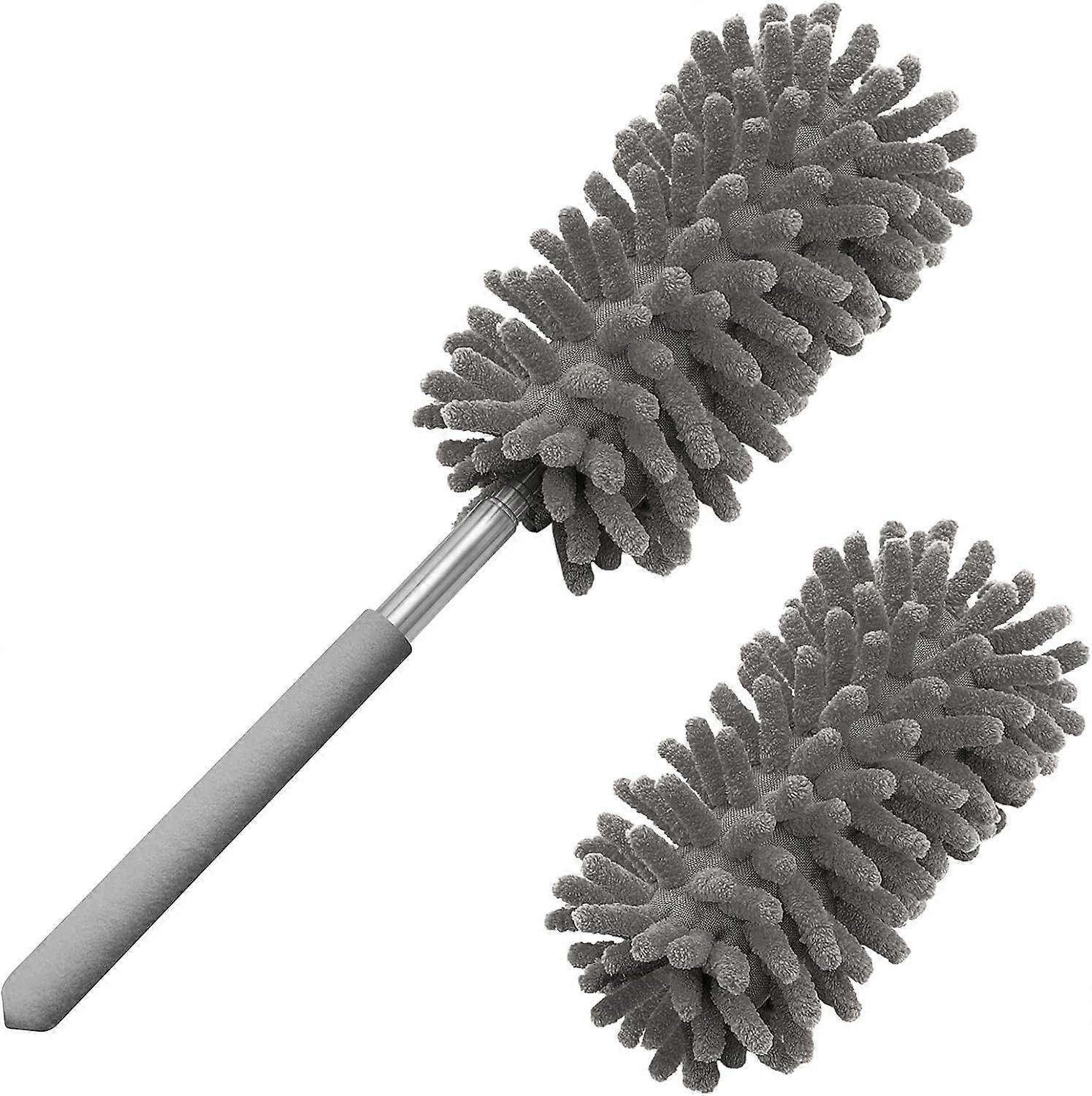 Microfiber Duster for Cleaning,Hand Washable Dusters with 2pcs Replaceable Microfiber Head, Extendable Pole, Detachable Cleaning Brush Tool for Office