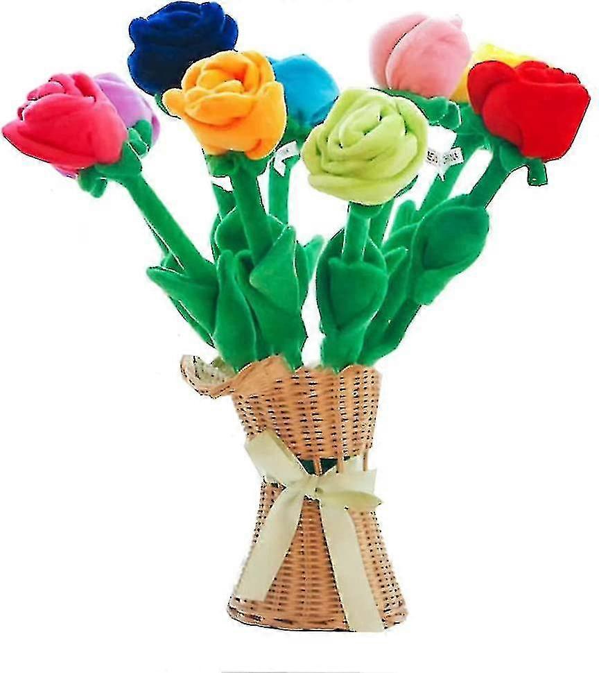 7 قطع أفخم زهرة الورد12.5 بوصة ينبع قابلة للانحناء أفخم باقة لعبة لينة زهرة الوردالتخرج عيد الأم صديقة زوجة هدية متعددة الألوان ج