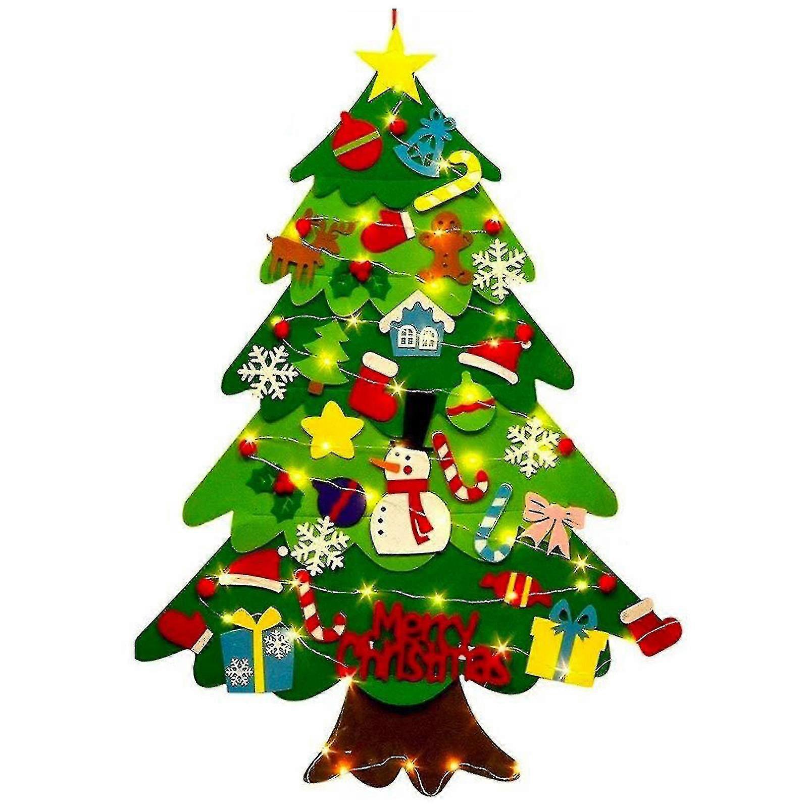 Diy Felt Christmas Tree For Kids Gift,with Detachable 32 Pcs Ornaments For Xmas New Year Decor