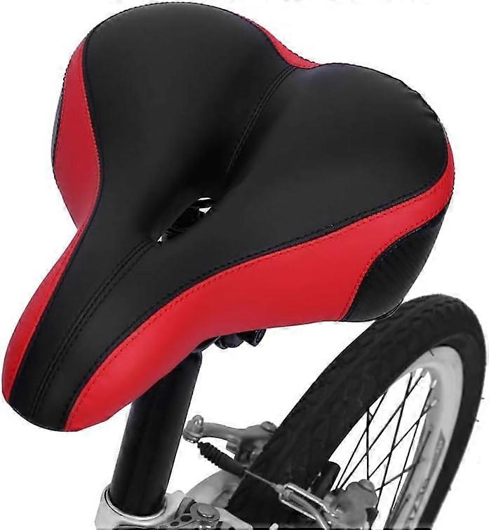 Assento de bicicleta confortável para homens e mulheres, Soft Thickened Wide Bum Shock Absorb Bicycle Saddle Replacement com alta faixa reflexiva