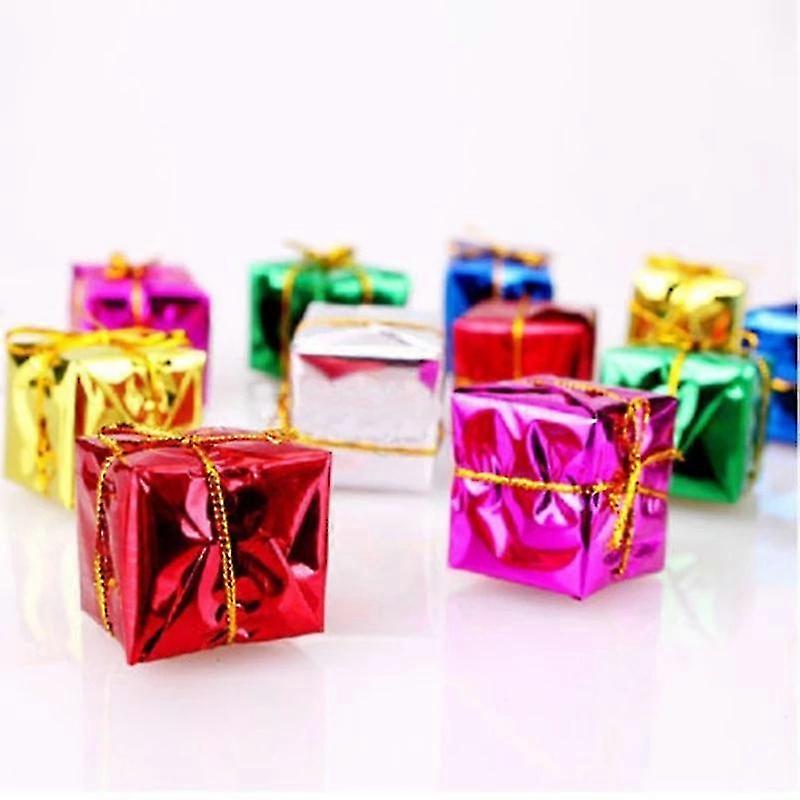 Barsinfi 12/24/36pcs مصغرة عيد الميلاد الحلي اليدوية هدية مربع عيد الميلاد شجرة الملحقات السنة الجديدة حزب ديكور حلوى علب الهدايا قلادة نافيداد