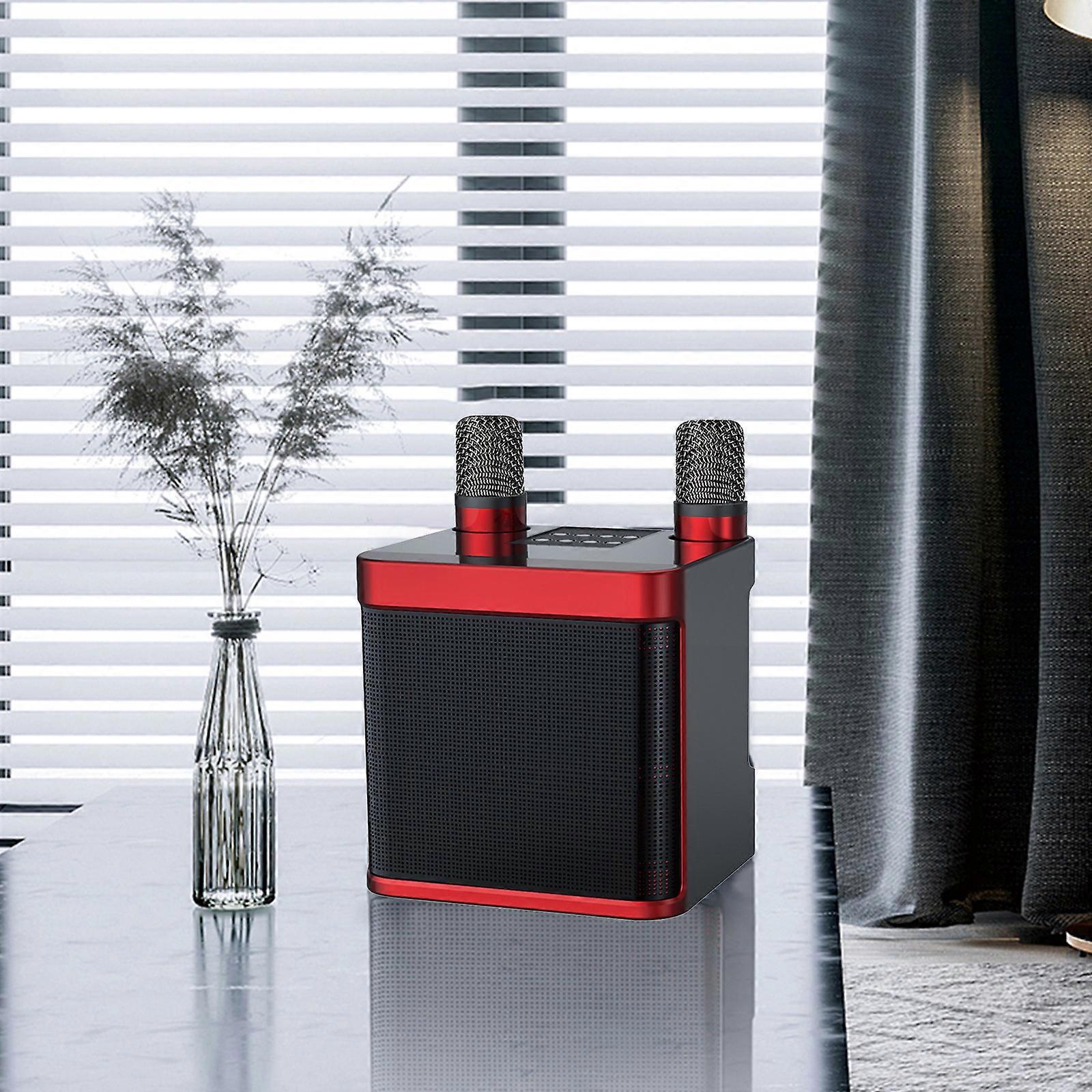 Home Audio Karaoke Machine With 2 Wireless Microphones, 3000mAh Portable Microphone Speaker Set, Bluetooth 5.0 Rechargeable PA System Stage Subwoofer