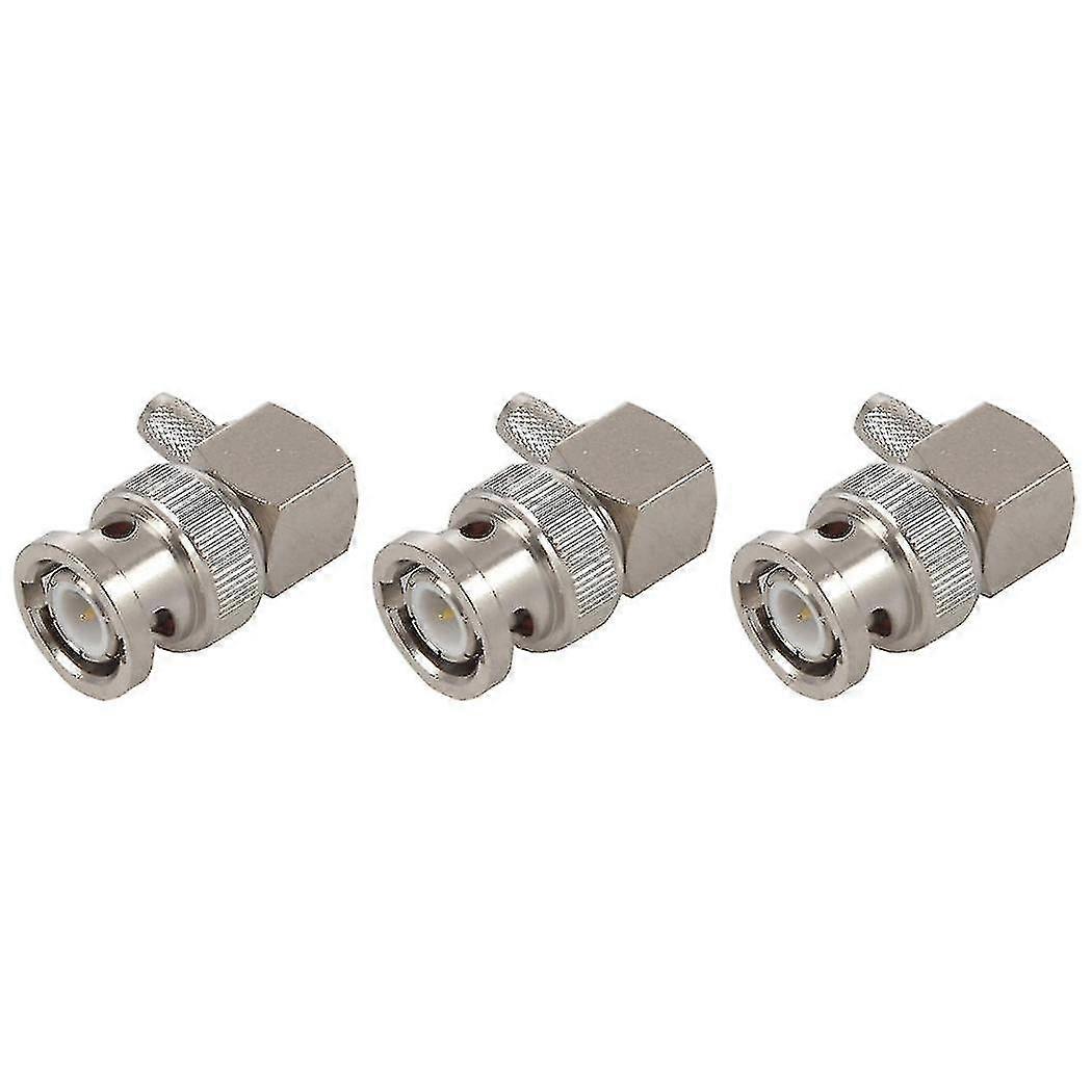 3x Bnc hannplugg rettvinklet krympe for Rg58 Rg400 Rfc195 rf koaksialadapterkontakt, sølv