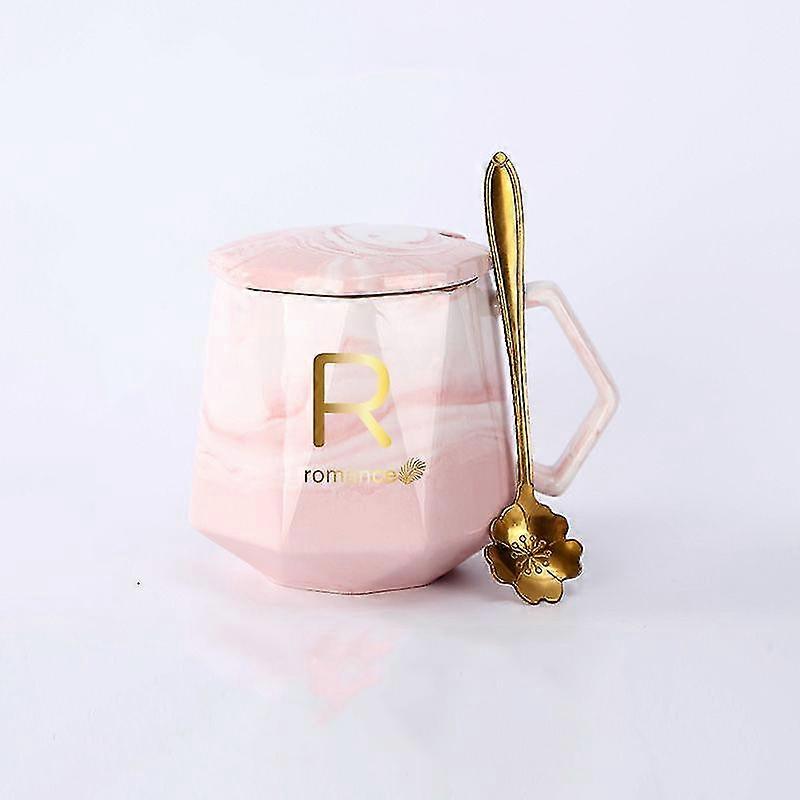 Gold Initials Ceramic   Mug Tea   With Spoon And Gift Box