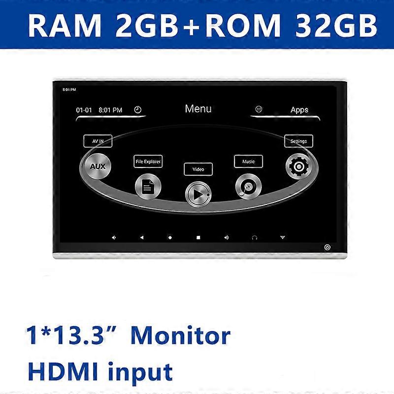 13.3 Inch Android 11.0 Headrest Monitor IPS Tablet Touch Screen Car Rear Seat Display Multifunction Entertainment Video Player