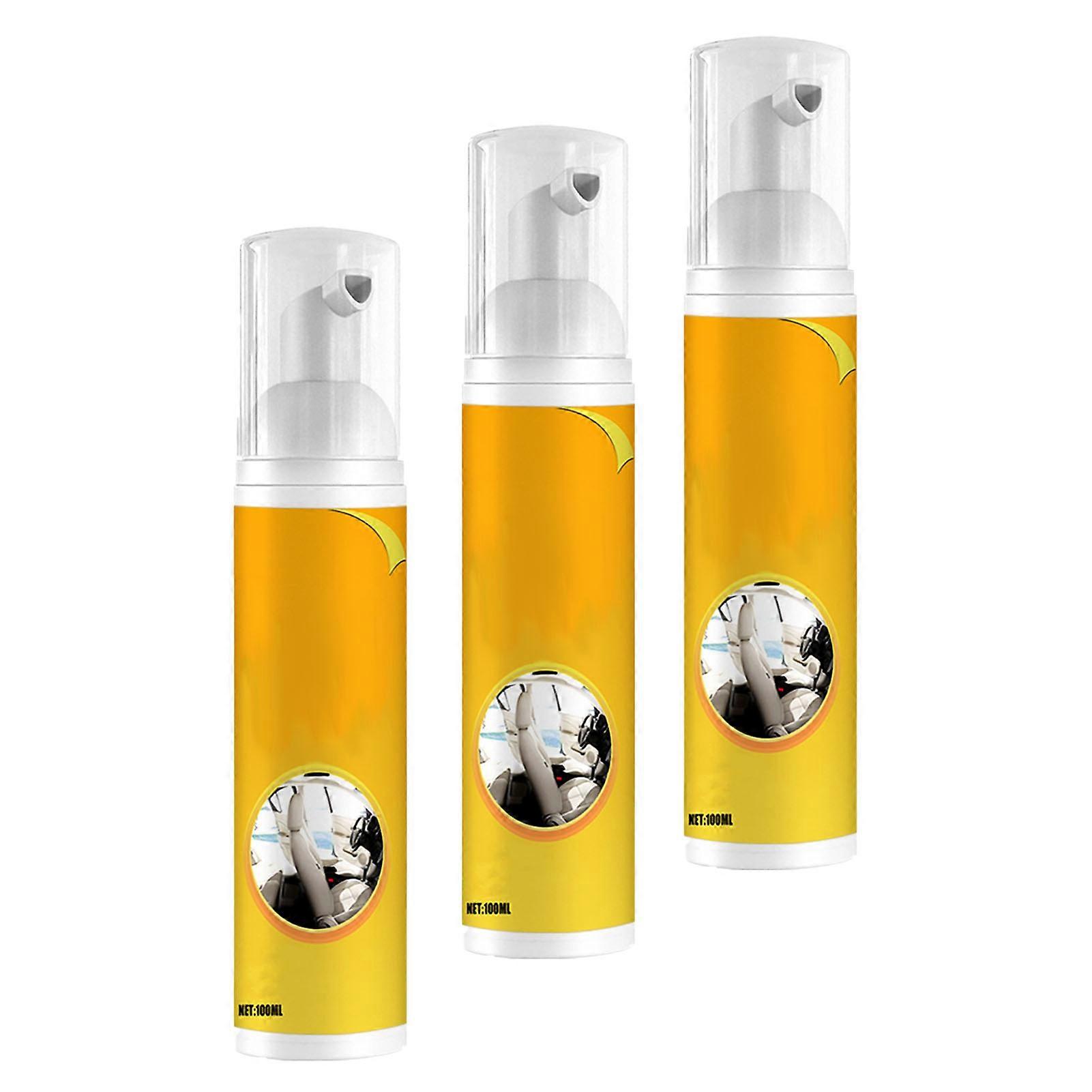 3PCS Foam Car Interior Cleaner - Strong Decontamination for Seats Steering Wheel - 100ml - ABS Material - Easy Application Dry Finish