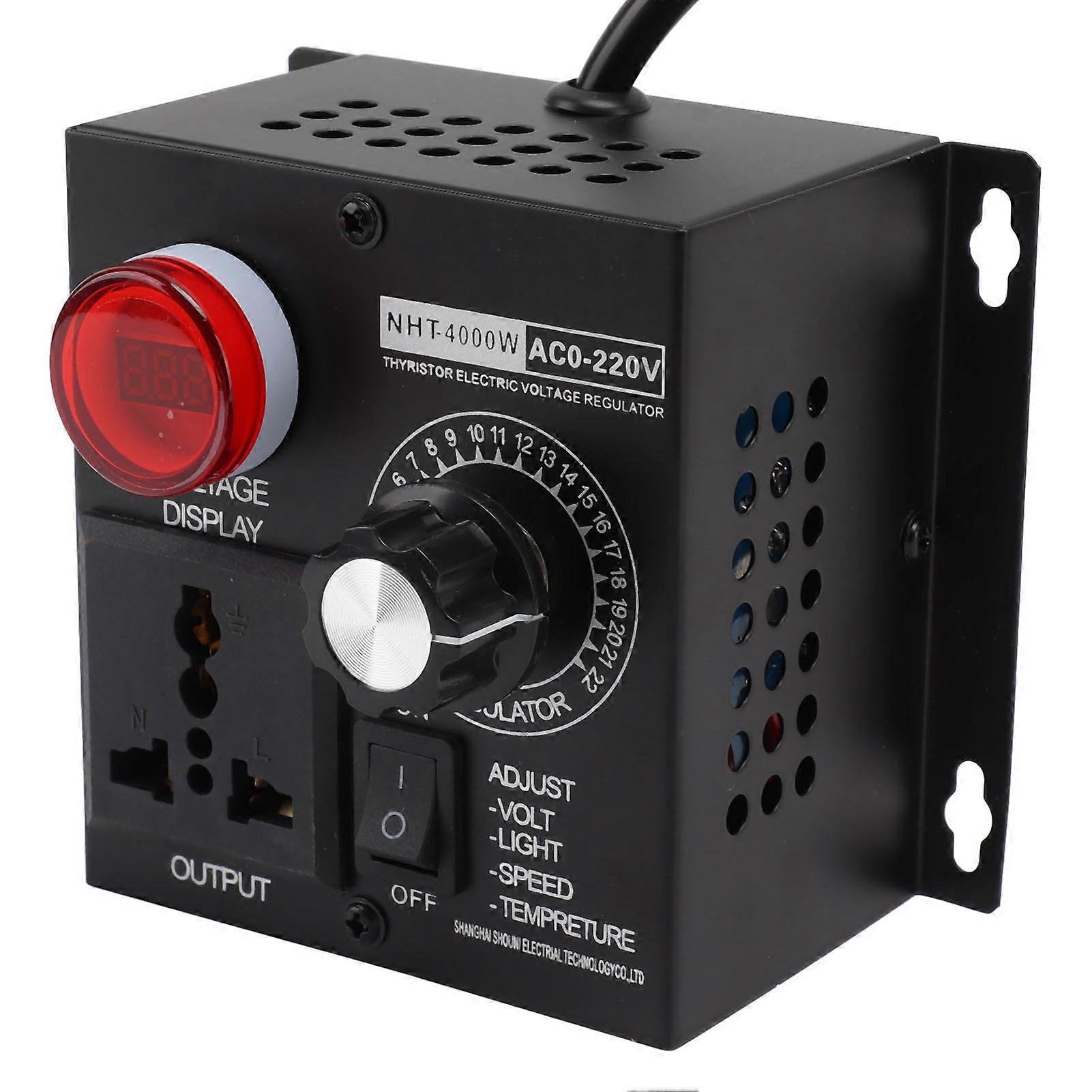 4000W SCR Voltage Regulator Speed Controller Timer Thermostat Wide Voltage Dimmer 100-220V EU Plug