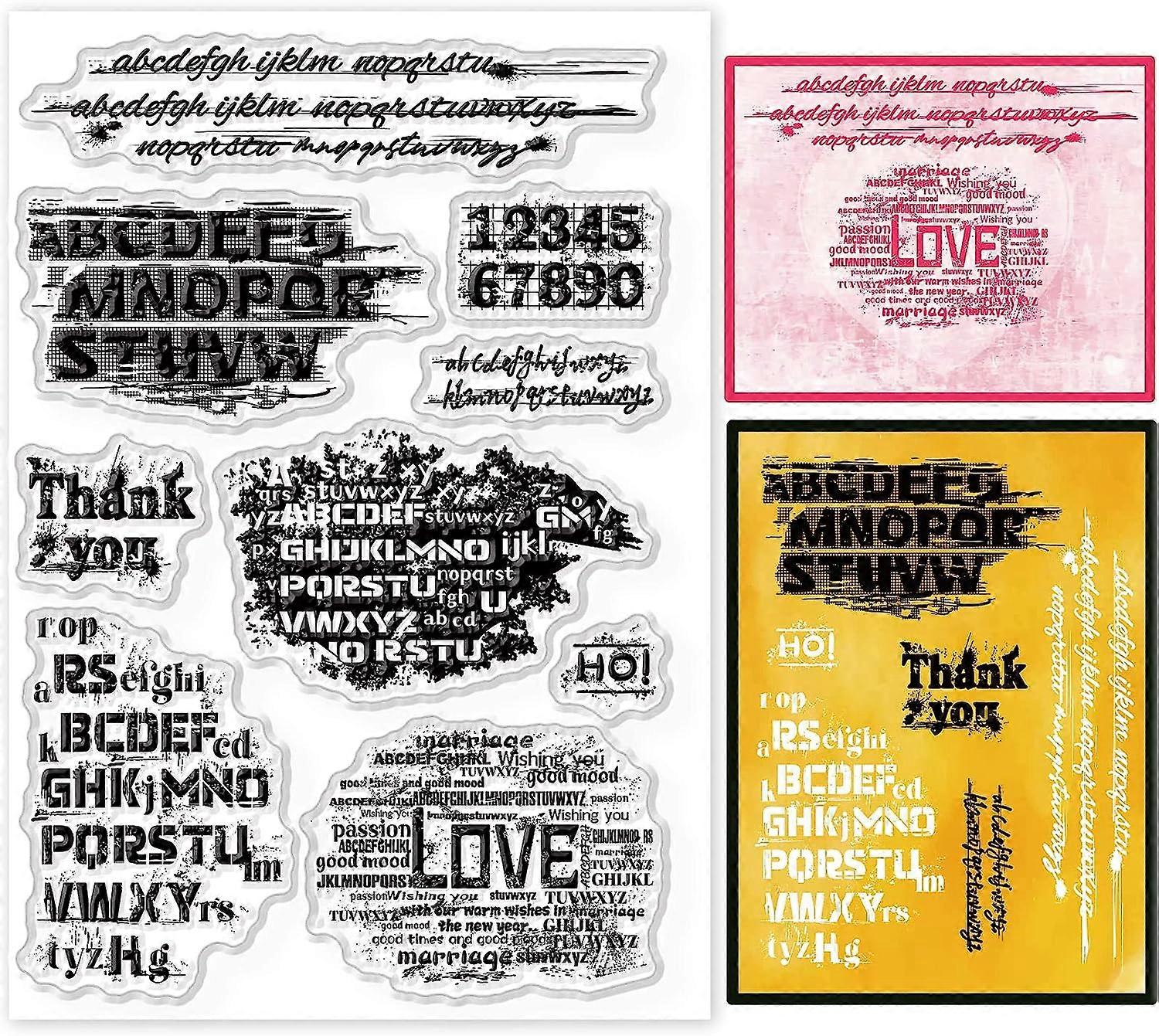 1sheet Faded Artistic Text Clear Stamps Alphabets Greeting Letters Background Silicone Clear Stamp Seals