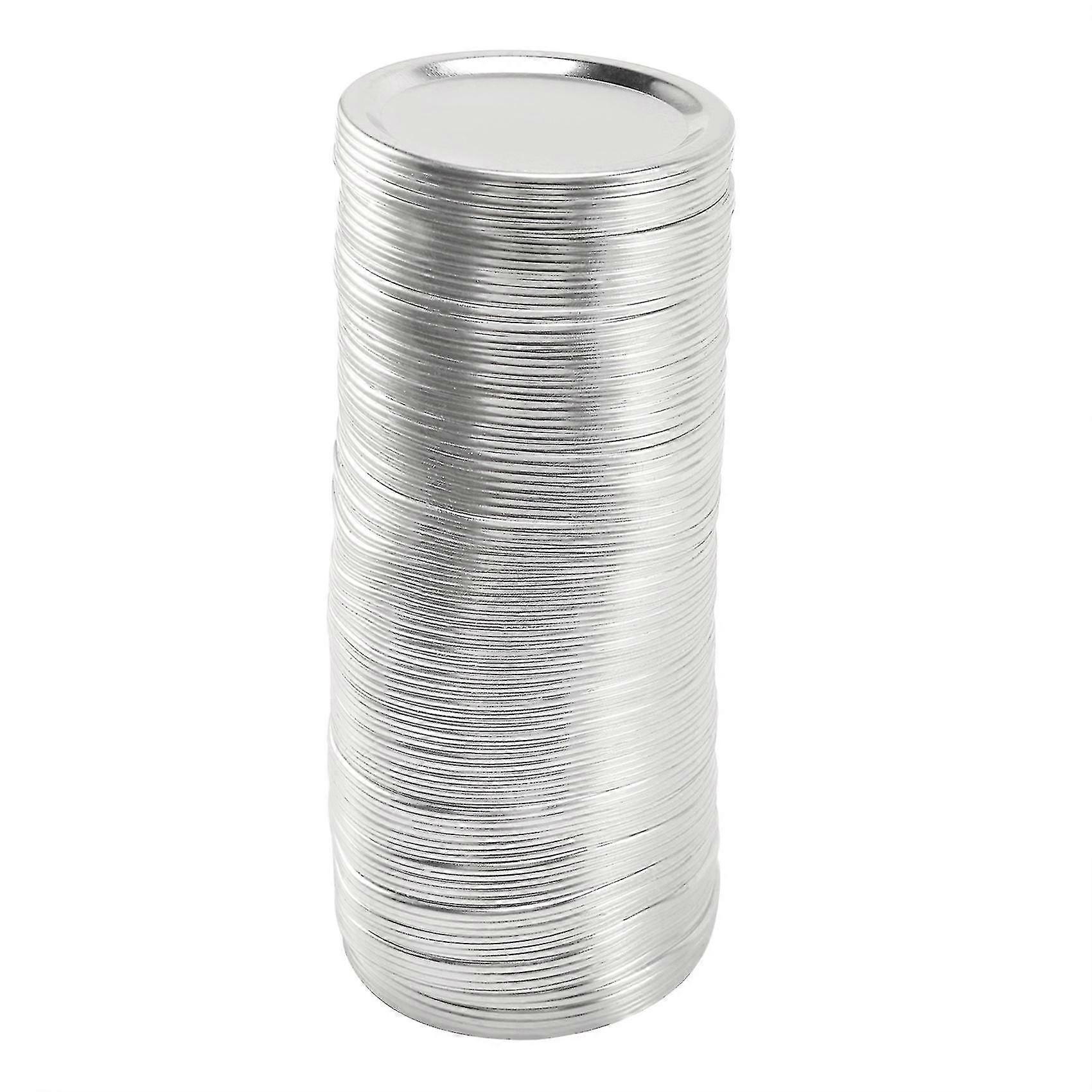 100 pcs bouche régulière 70mm Mason Jar couvercles de mise en conserve, couvercles réutilisables étanches de type fendu en argent avec