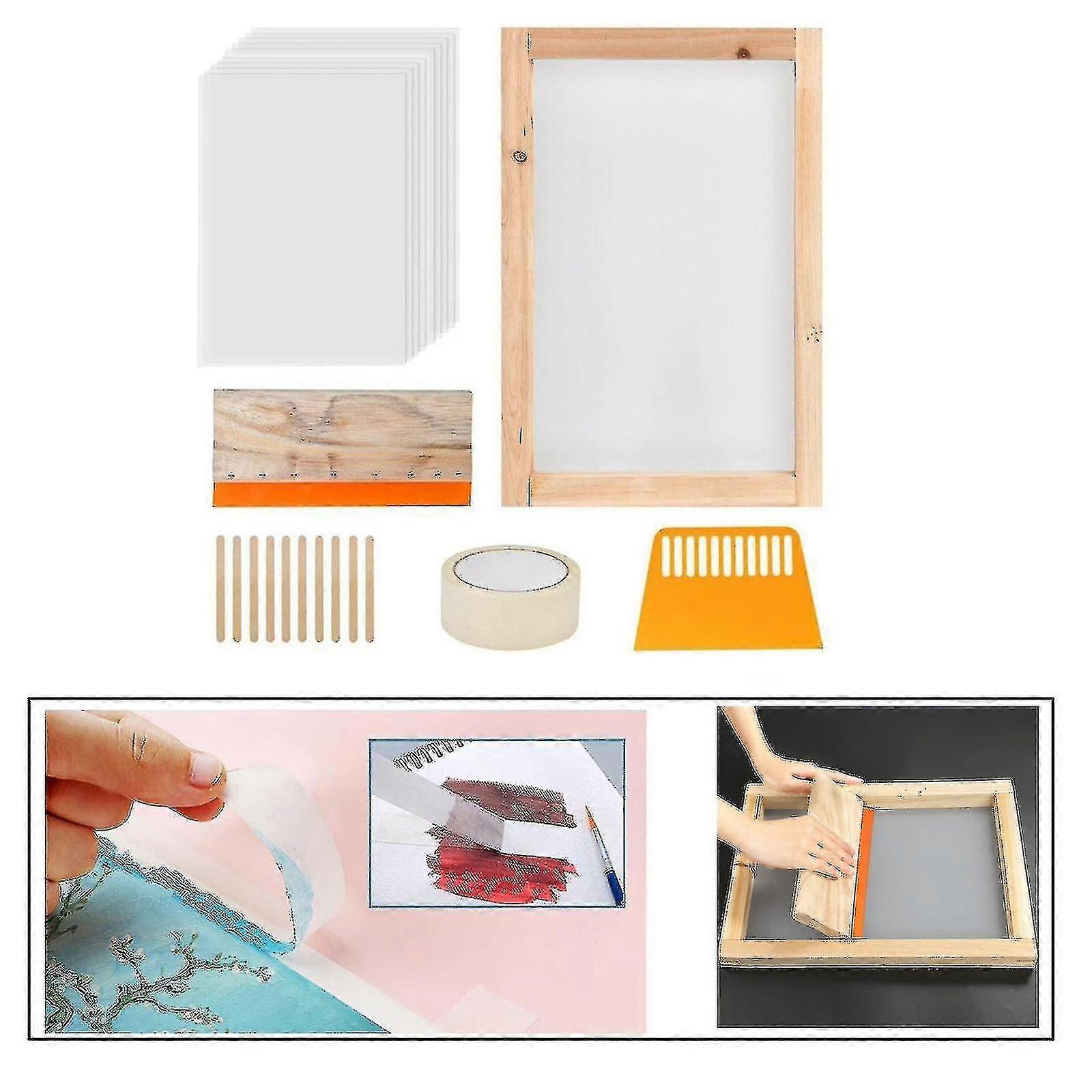 24x Silk Screen Frame, Screen Printing Set,durable Safe Silk Screen Frame Mesh Printing Set Print Starter Tool Kit With