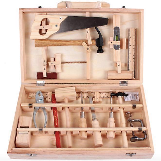 Children's maintenance toolbox toys, disassembly and assembly of multi-functional carpentry box, wooden boy play house puzzle set