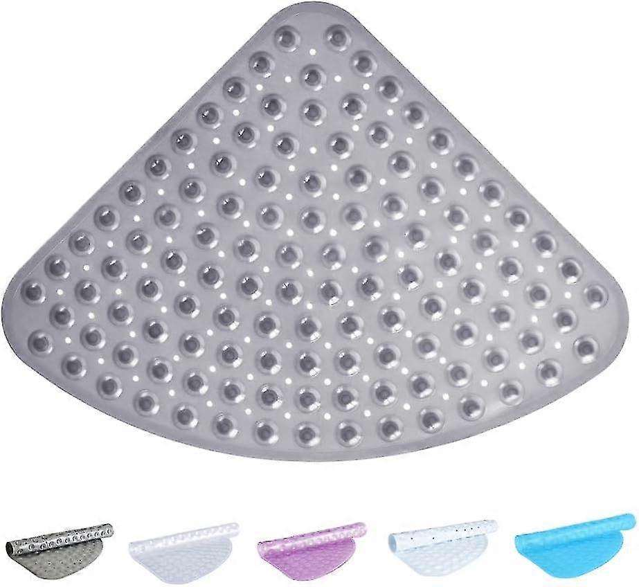 Curved Square Shower/bath Mat, Non-slip, Mildew Proof And Machine Washable For Walk-in Shower Tray, Ideal For Children And Elderly (light Grey)-QJWL