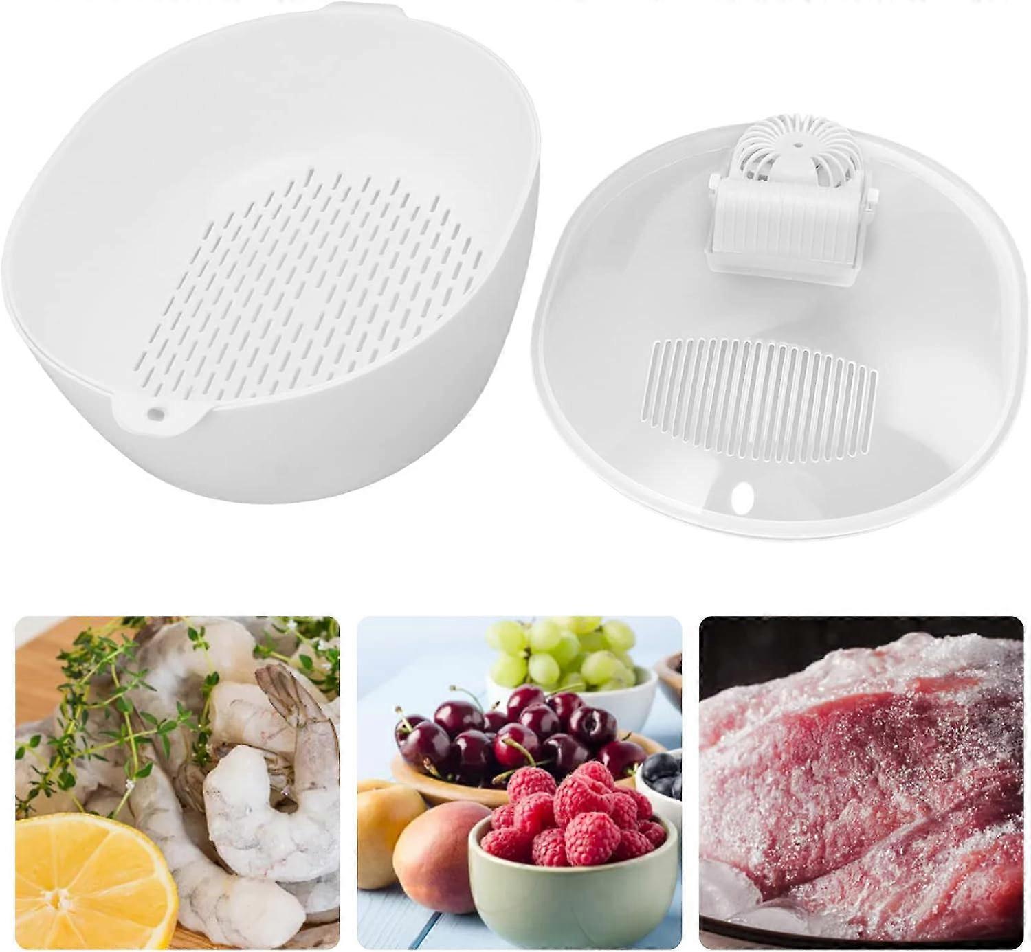 Meat Defrosting Machine, 4 in 1 Defroster Rapid Thawing Tray Dual Layer Draining Basket,100% New