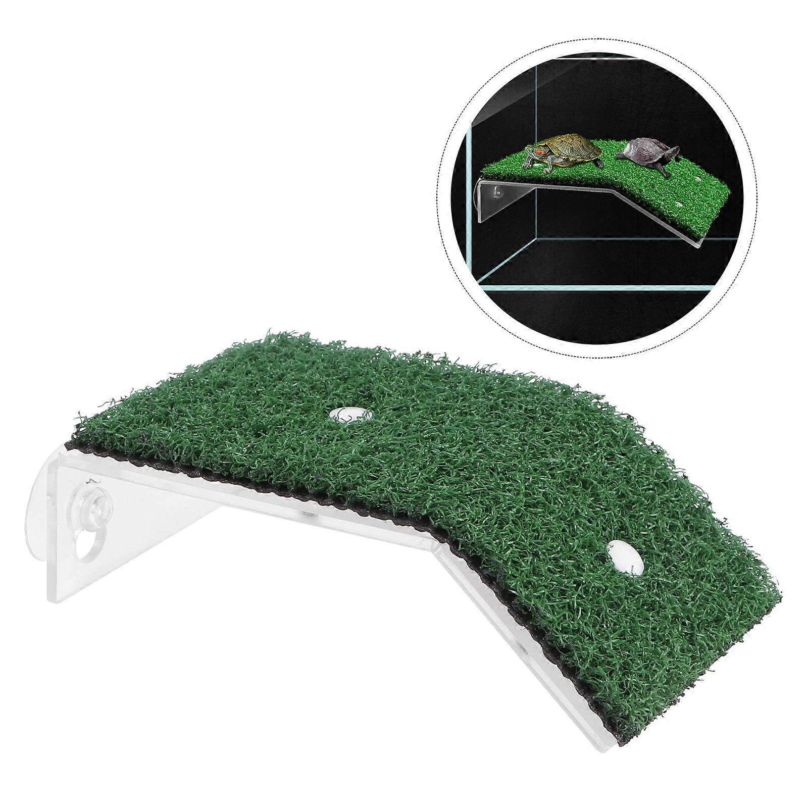 1pc Turtle Drying Platform Simulated Lawn Reptile Tortoise Climbing Ladder