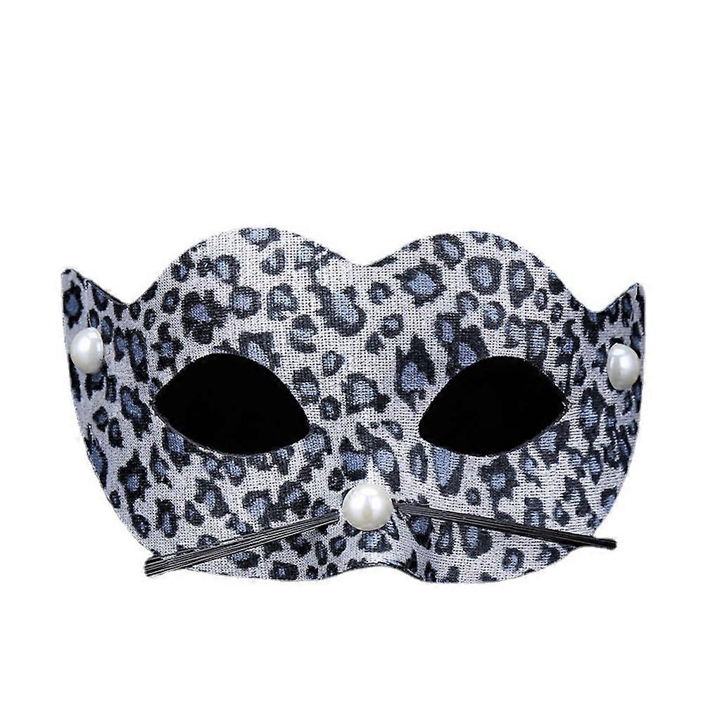 Leopard Print Mask PVC Half Face Cover Cosplay Prop for Halloween
