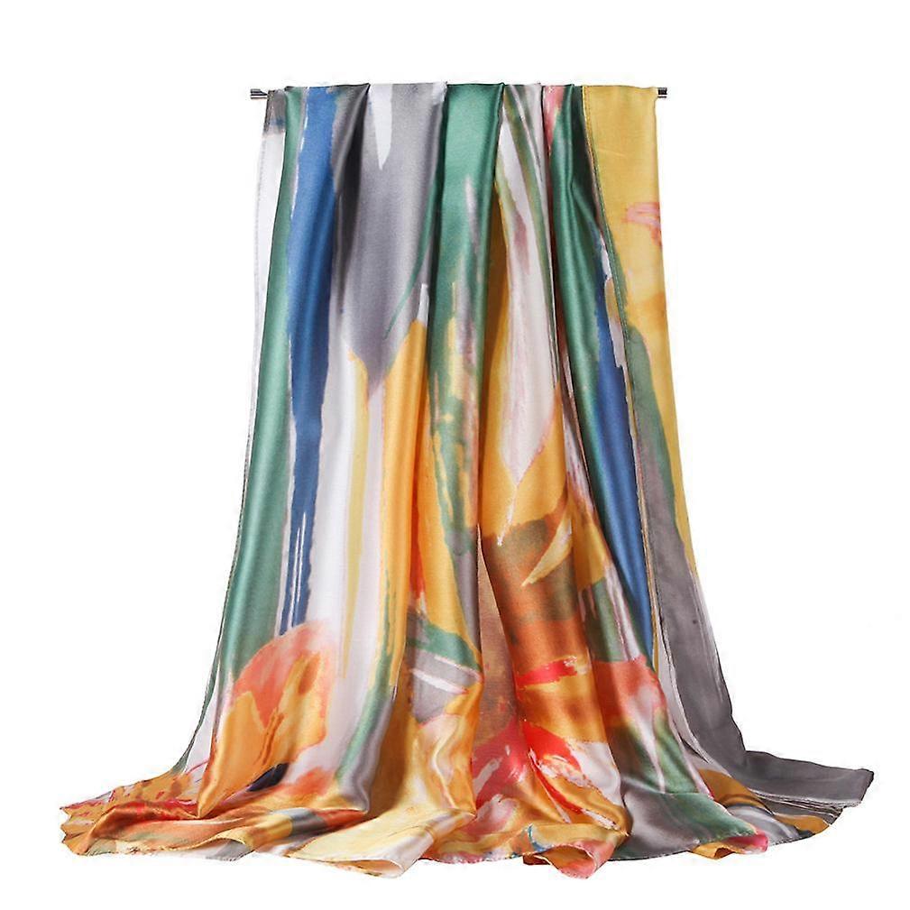 Écharpe soyeuse créative mince légère enveloppes longue écharpe en satin pour dame