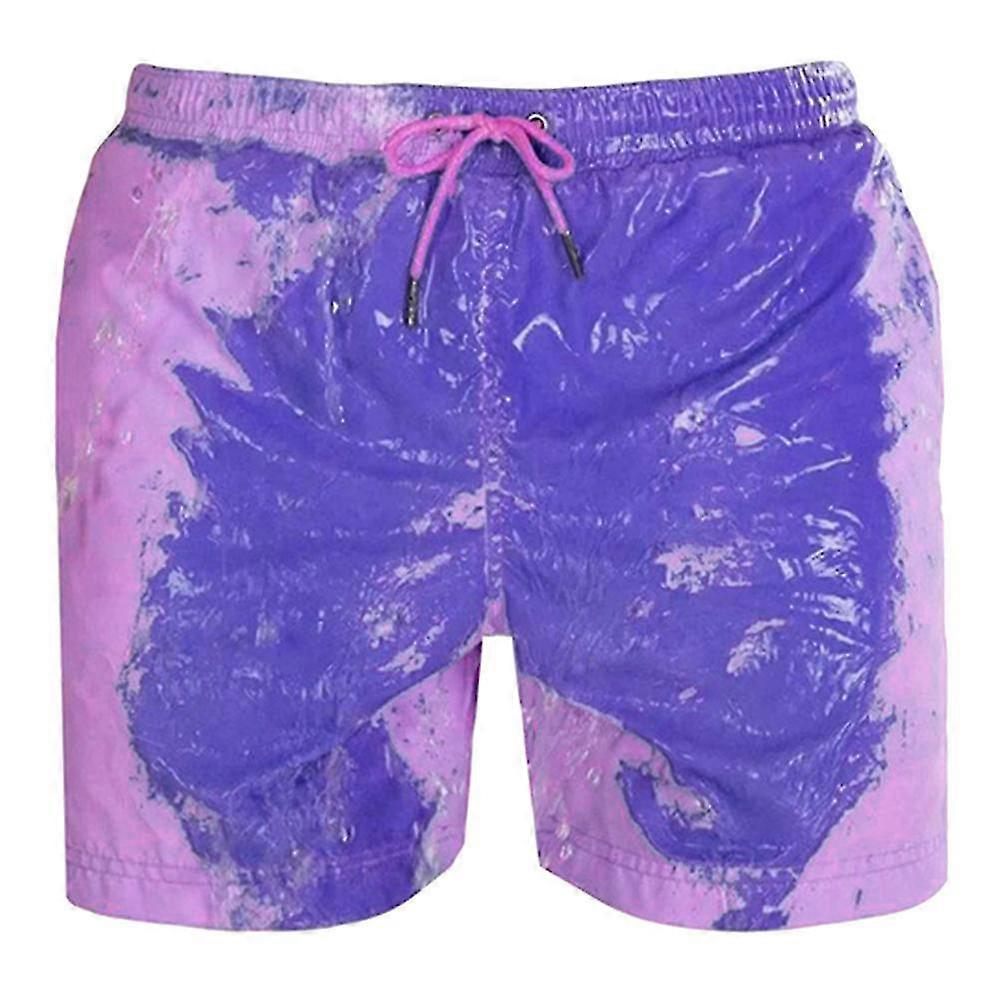 Magical Change Color Beach Shorts Men Swimming Trunks Swimwear Quick Dry Bathing