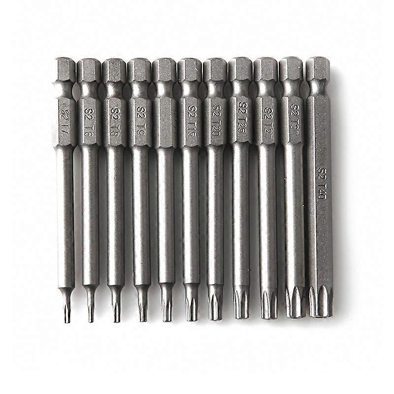 11PCS 75mm Torx Bit Set Steel Magnetic Screwdriver Sets,1/4"Hex Shank Security Screwdriver Bit Set Tamper Proof Resistant Impact Driver Bit Set T6-T40