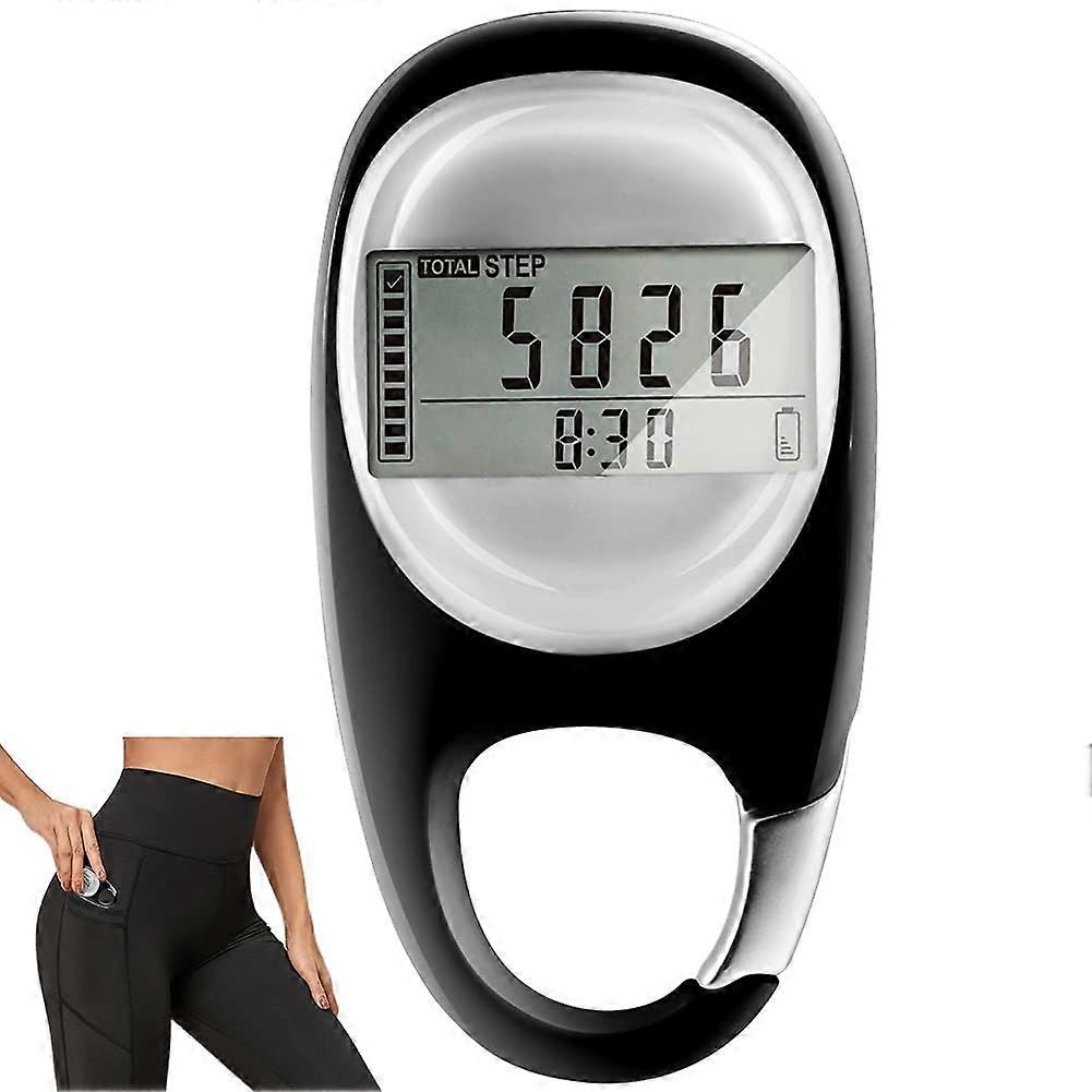 3D Digital Pedometer for Walking with Carabiner Clip, Track Steps and Miles/Km Calories Burned & Activity Time
