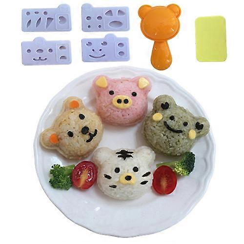 Children's Rice and vegetable roll mold set, cute bear pattern, sushi mold rice shaper onion mold bento accessories, DIY kitchen tools