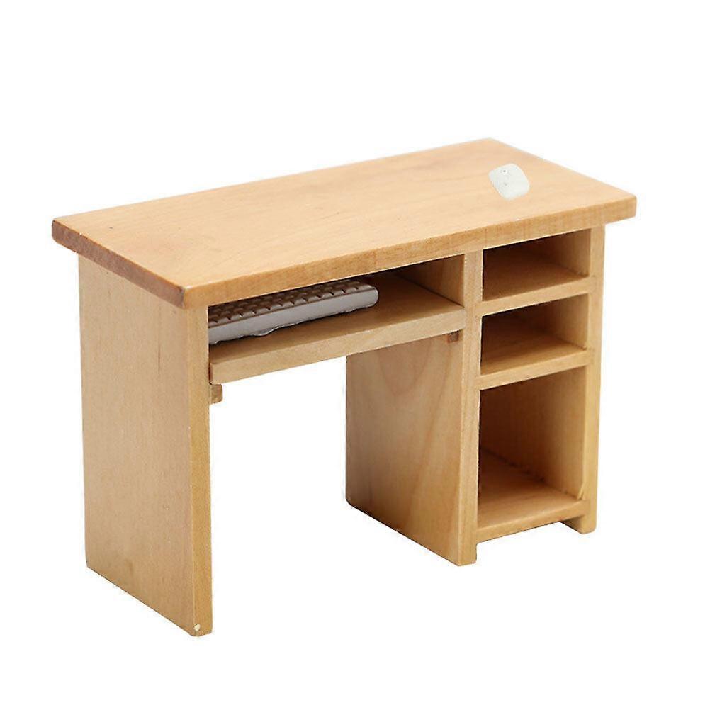 Miniature Computer Skrivebord Sæt Model Mini Møbler I Træ Mini Husdekoration
