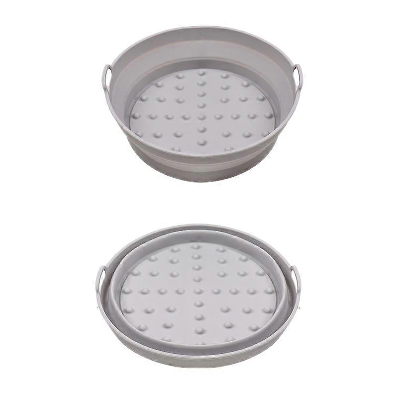 2pcs Air Fryer Mat Baking Tray, Specification: Small Round Gray