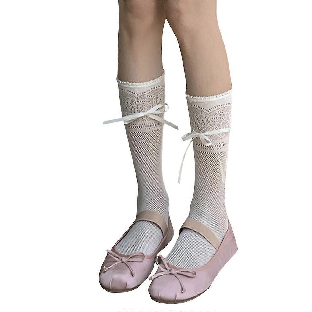 Donne giapponesi sopra calzini di polpaccio ragazze studentesse cava-out pizzo carino bowknot calzini